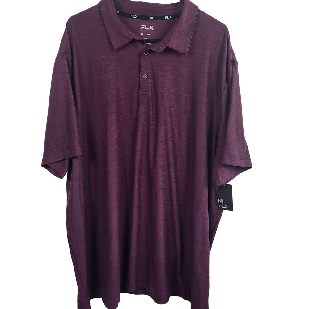 FLX Polo Shirt Mens 3XL Tall Purple Luxury Soft Stretch Golf Performance NWT